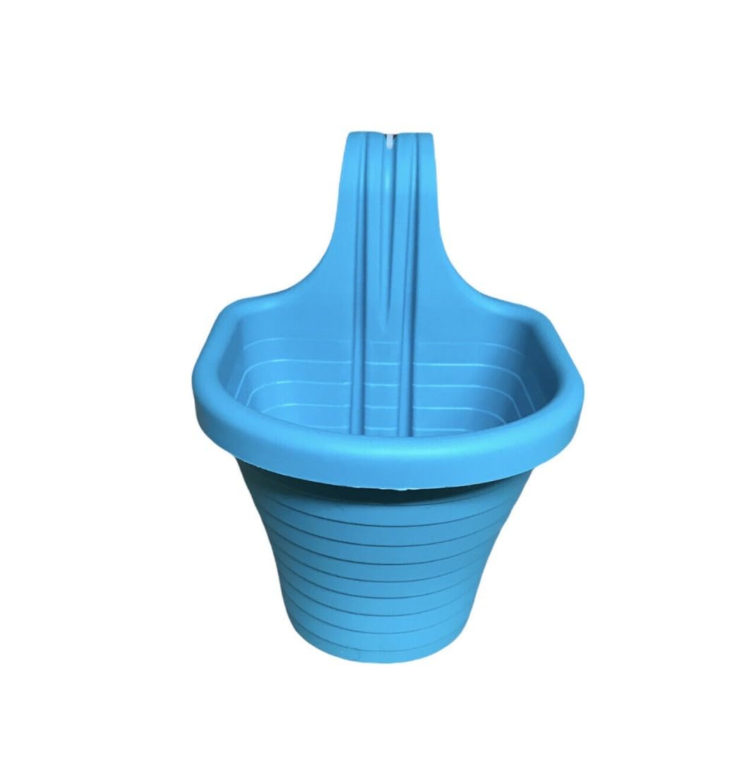 Tamersgifts Easy Hang Garden Hanging Plant Pots Flower Pots Trough Garden Fence Balcony Railing Flower Pot (Turquoise, Small)