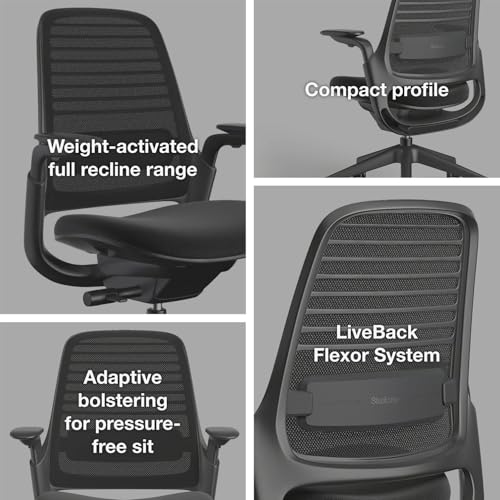 Steelcase Series 1 Office Chair - Ergonomic Work Chair with Wheels for Carpet - Helps Support Productivity - Weight-Activated Controls, Back & Arm Support - Easy Assembly - Graphite