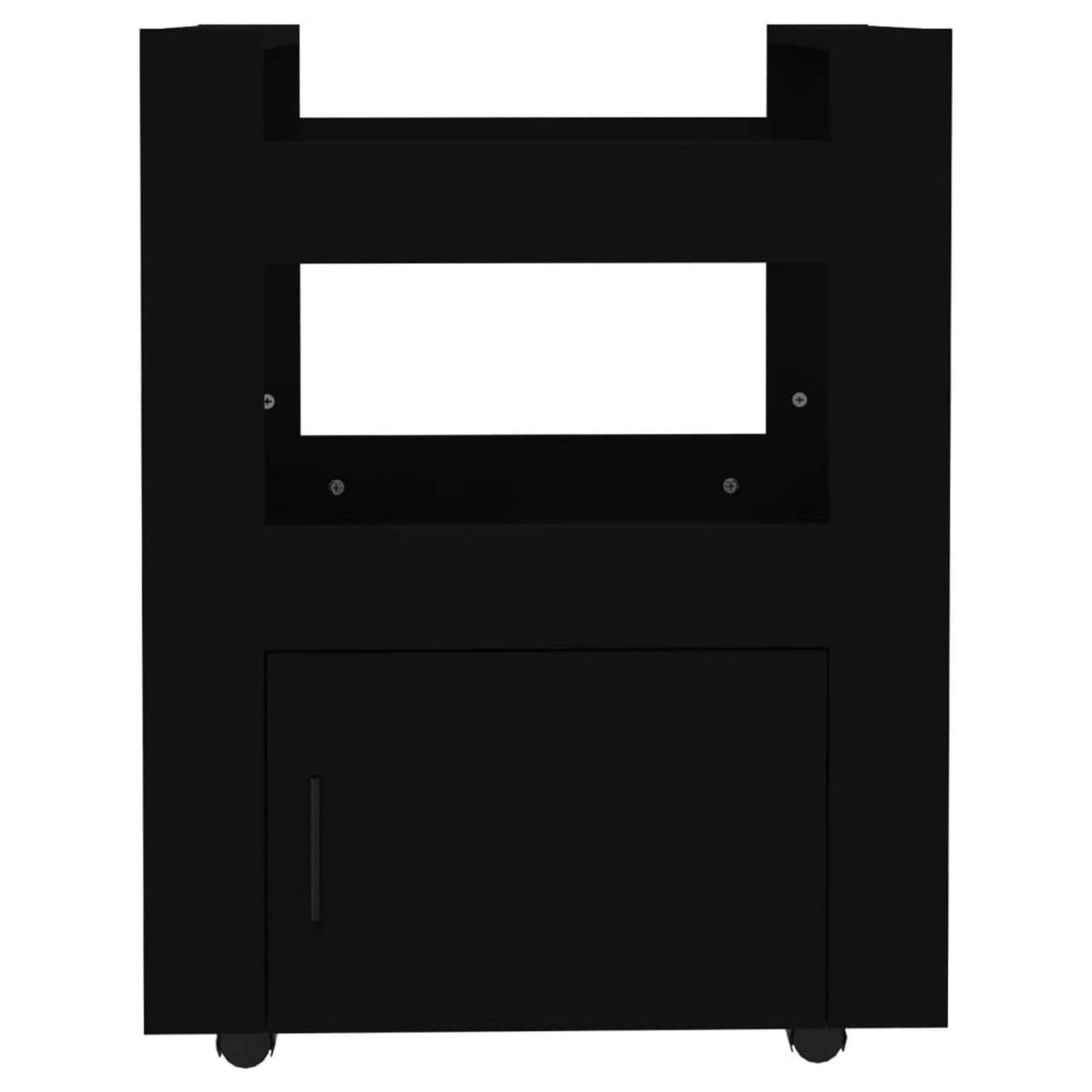 Homgoday Carrito Cocina,Carro asistido con Ruedas Carro de Cocina con Mueble Carro de Almacenamiento de Madera contrachapada para baño Cocina lavandería Negro 60x45x80 cm