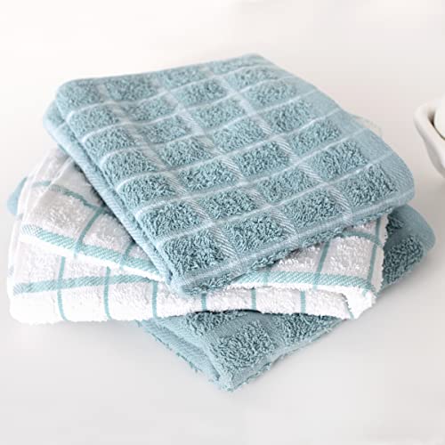 Ritz Premium 100% Cotton Terry Check Kitchen Dish Towels - Highly Absorbent, Super Soft, Long-Lasting, 25"x15", 3-Pack, Dew - Image 6