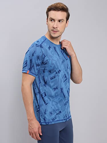 Image of TECHNOSPORT Men Polyester Regular Fit Half Sleeve Jacquard T-Shirt with Double Cool, Quick Dry & Anti Microbial for Sports, Running & Casual Use