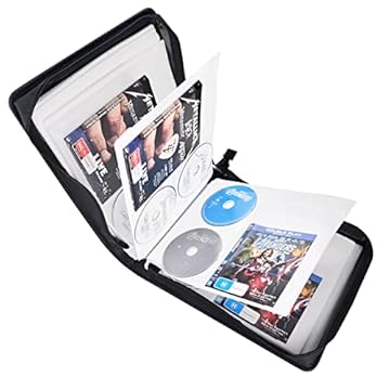 LIOVODE DVD Case 160 DVDs and 80 Booklets Capacity, Storage CDs with Booklet Inserts Media Organizer Holder Black CD Wallet for Home and Car