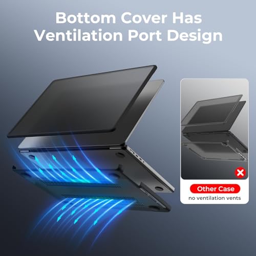 Image of BlueSwan for MacBook Pro 14 inch Case M5 /4 /3 /2 /1 2026-2021, Frosted Black | Model A3427 A3426 A3434 A3401 A3185 A3112 A2992 A2918 A2779 A2442, TPU Frame, Anti-Cracking Matte Hard Shell Protection Mac