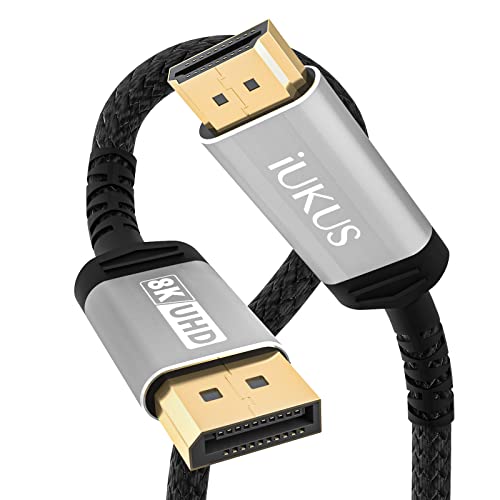 IUKUS 8K Displayport to HDMI Cable 2.1, 8K DP to HDMI Audio Cable Male to Male Unidirectional Display to HDMI Port Adapter Cord for Dell, Projector, Monitor, Desktop, NVIDIA, AMD, HP,Lenovo, ThinkPad Cover