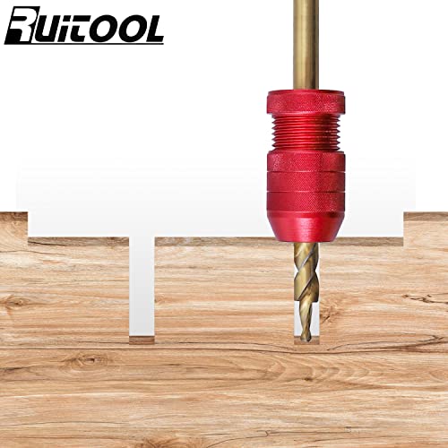 Image of RUITOOL Drill Depth Stop for Drill Bits, Adjustable Drill Stop Applicable Drill Size Range 5 /64 inch-3 /16 inch,15 /64 inch-7 /16 inch, Aluminum Drill Bit Stop Collar Set for Woodworking Tools & Hand Tools, 2 Pcs