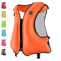 FORWEWAY Aufblasbare Schwimmhilfe Schwimmweste für Erwachsene (bis 100 kg & 150-200 cm), Verstellbare Doppelkammer mit Hochsichtbarkeit – Für Kajak, SUP, Surfen & Wassersport