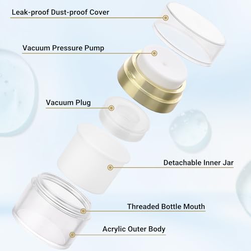 Image of Segbeauty 3Pack Airless Pump Jar Lotion Container, Mixed Pack Empty Cream Subpackage Jar Vacuum Bottle Dispenser, Gold Refillable Cream Vacuum Bottles Travel Size for Lotion Moisturizer Creams