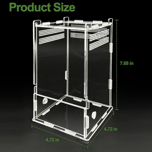 Image of Jumping Spider Enclosure,Insects Habitat,Small Reptile Terrarium Glass House,for Spiders,Tarantulas,Snail,Mantis,Lizard and Small Reptiles,4.72 inchx4.33 inchx4.33 inch