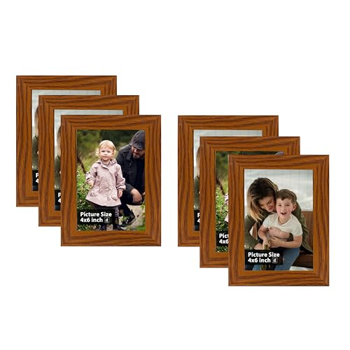 Image of Art Street Synthetic Wooden Set of 6 Wall Rectangular Photo Frames, Wall Hanging Picture Frame for Home, Living Room, Study Room Decor & Office Decor (Color: Brown, Size 4x6 Inch)