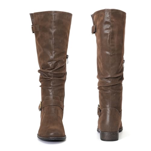 Image of Women's Extra Wide Calf Knee-High Boots | Wide Width, Round Toe, Plus Size, Slouchy Boots, Low Heel, Winter Boots.