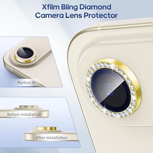 Image of CLITZ for iPhone 17 Air Camera Lens Protector Bling, Individual Diamond Metal Ring with 9H Hardness, Scratch-Proof Camera Screen Protector, Stylish Accessories, Case Friendly (Gold)