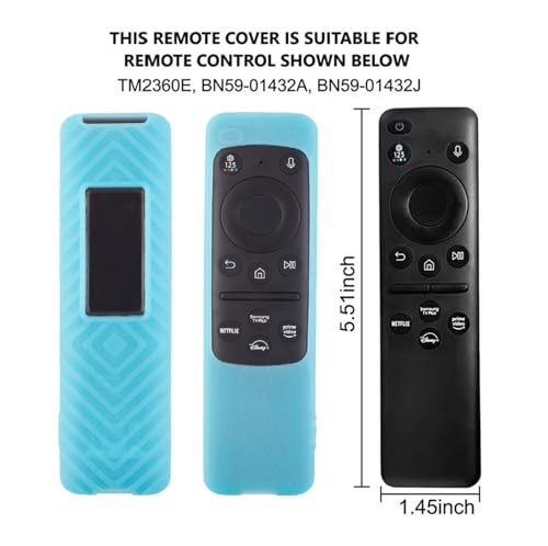 Image of Silicone TV Remote Cover Compatible with Samsung Smart TV Remote 2023 BN59-01432G BN59-01432A (Samsung Smart TV 2023 Model Solar Remote Cover - Style 3, Luminiscent Blue)