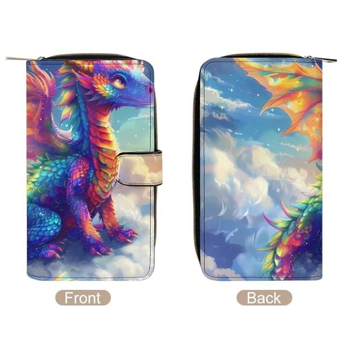 Colourful Dragon Women's Long Wallets Leather Card Holder Purse Zippered Buckle Clutch Handbag3