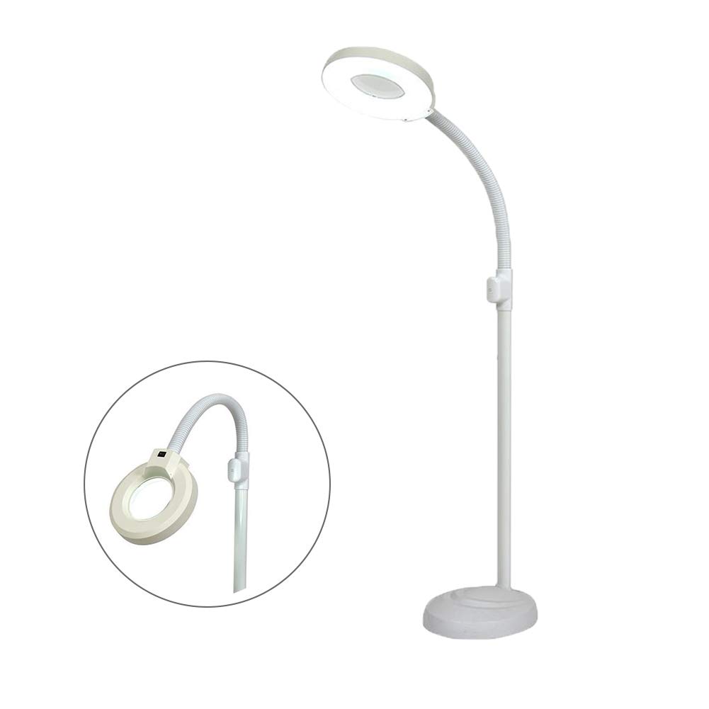 Lupa De Pie con Aumento De 8X, Brazo Giratorio Ajustable, Luz Fría Led, Lámpara Sin Sombras para Lectura, Cuidado De La Piel, Belleza, Manicura, Tatuajes, Salón De SPA Y Sala De Estar.