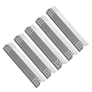 YIHAM KS708 Grill Flame Tamer for Nexgrill 720-0896 720-0882A Replacement Parts, Heat Shield Plate Tent Burner Cover 14 9/16 inch x 3 3/8 inch, Stainless Steel, Set of 5