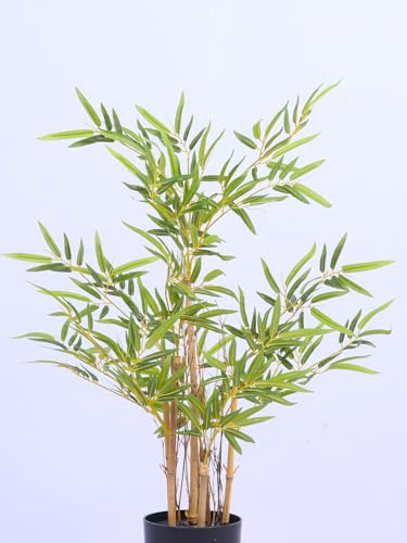 Image of ARICK DECOR Artificial Bamboo Tree 3Ft Tall in Pot - Realistic Faux Bamboo Silk Plant with Natural Look Canes, Peacock Shaped Floor Decor Greenery for Home, Bedroom, Living Room, Office & Balcony