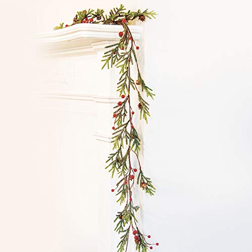 CWI-PineBerry-Garland-5ft-Artificial-Garland-for-Mantle-Arch-Table-and-Entryway CWI PineBerry Garland 5ft Artificial Garland for Mantle Arch Table and Entryway
