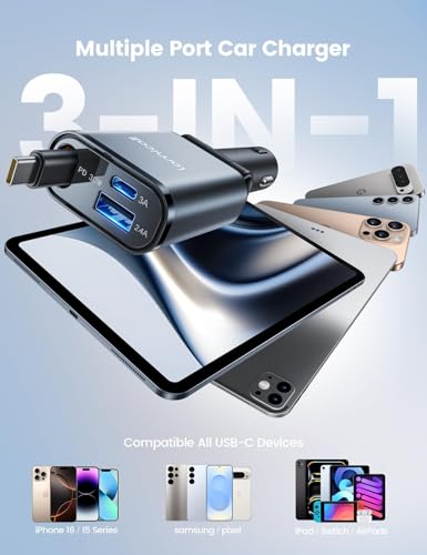 Lamicall 57W USB C 3-in-1 Retractable Car Charger - image 7
