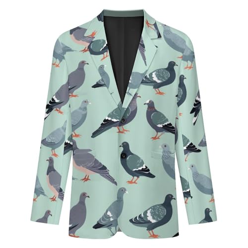 Cute Pigeon Birds Men's Casual Blazers Slim Fit Sport Coats Blazer Two Buttons Suit Jacket for Work Party4