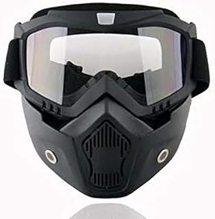 M-Store Motorcycle Helmet Face Mask Detachable Anti-Fog Windproof Motorcycle Goggle Mask 2 Ways Use UV Protection Face Mask for Motorcycle Bike
