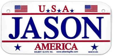 Gift House Jason USA - Placa de bicicleta fabricada en Estados Unidos, aluminio en relieve 3x6