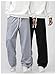 GORGLITTER Men's 2 Piece Baggy Sweatpants Casual Wide Leg Sweat Pants Athletic Joggers Track Pants Trousers with Pockets Black and Grey Medium