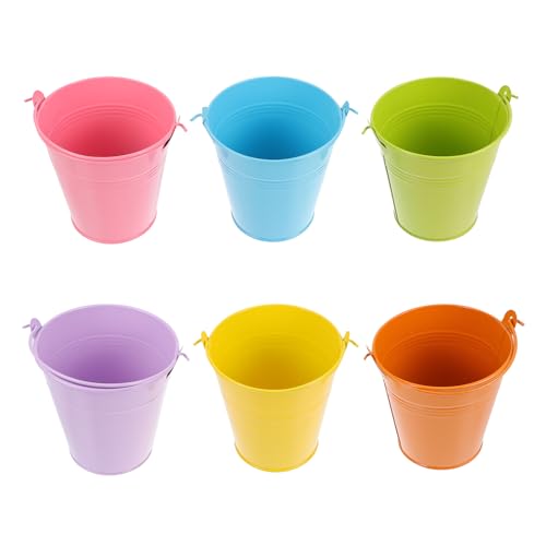 GANAZONO 6 Pièces Mini Seau Vases en Métal pour Fleurs Jardinières en Métal Conteneur De Collation Conteneurs De Jouets Pot De Fleur en Fer Mini Seaux en...