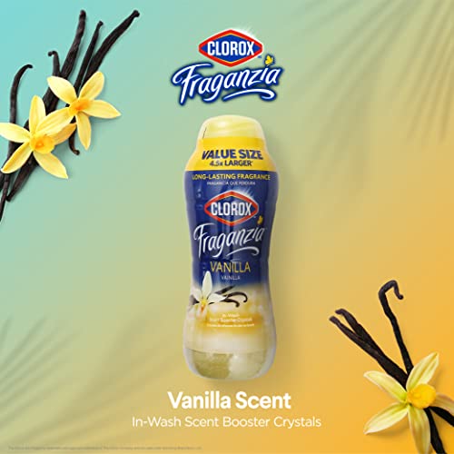 Image of Clorox Fraganzia Laundry Scent Booster Crystals, In-Wash Fragrance Beads for Fresh-Smelling Clothes & Linens, Safe for All Fabrics & Colors, Easy-Pour Bottle, Vanilla Scent, 70 Oz