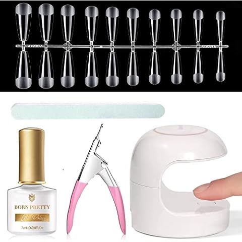 Nagelspitzen und Nagelkleber Set, 504 Stück Langes Drücken Cover