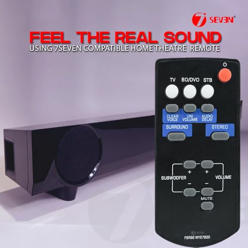 Image of 7SEVEN Compatible for Yamaha Sound Bar Remote Original Model FSR60 WY57800 Suitable for YAS101 YAS101BL ATS-1010 YAS-101 YAS-101BL AS101BL Yamaha Music System