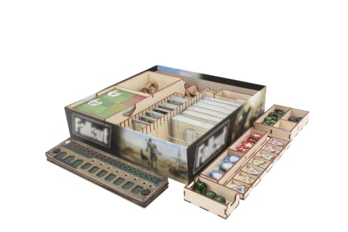 Image of The Broken Token Game Organizer Compatible with Fallout - Wooden Game Organizing Box with Multiple Trays