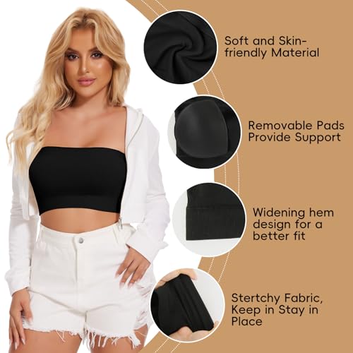 Image of JOYSHAPER Strapless Bras for Women Seamless Padded Bandeau Bra Wireless Tube Top Bralette Comfort Tube Bra