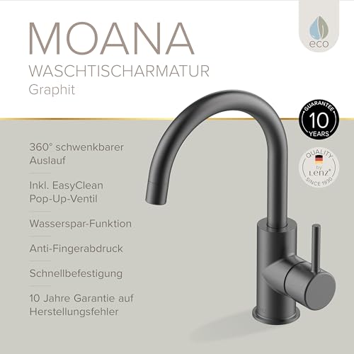 Robinet de lavabo Moana Lenz graphite avec bec pivotant 360 - 4