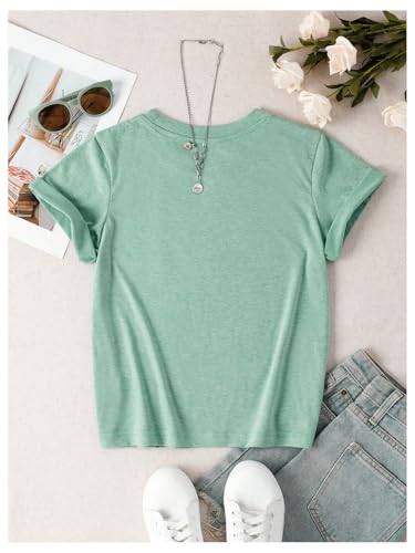 SweatyRocks Girl's Cartoon Letter Print T Shirt Short Sleeve Crew Neck Graphic Tees2