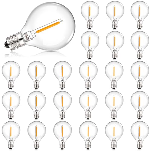 Genixgreen 25 Pack G40 Outdoor LED Bulbs 220V E12 Edison Screw Bulb 1W=10W