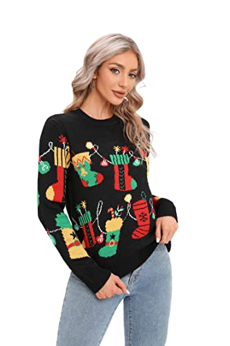 Image of LUBOT Ugly Christmas Sweaters for Women Cute Fuzzy Funny Wintertime and Holiday Parties Knitted Pullover Sweater