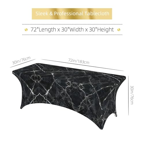 Nappe de table extensible marbre noir pour décoration de mariage - 7