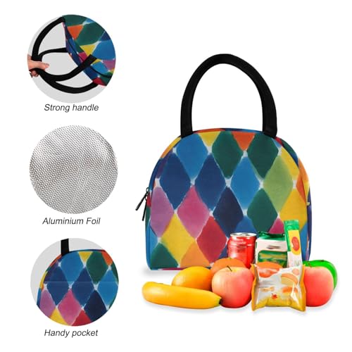 Watercolor Plaid Print Backpack Set with Lunch Bag, Large Capacity Travel Backpacks and Lunch Box Insulated for Commute Hiking Picnic4