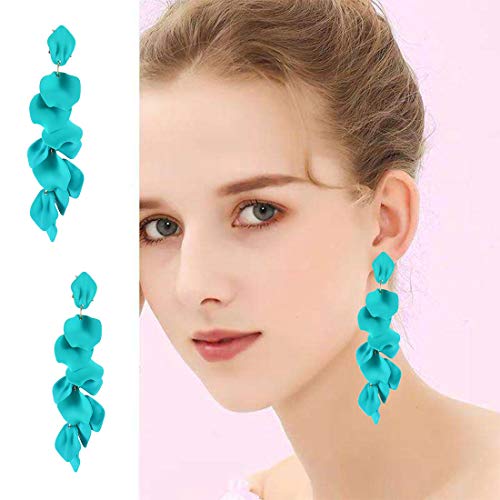 Image of Acrylic Rose Petal Drop Dangle Earrings Bohemian Resin Square /Oval /Hoop /Flower /Heart Statement Earrings for Women Gifts