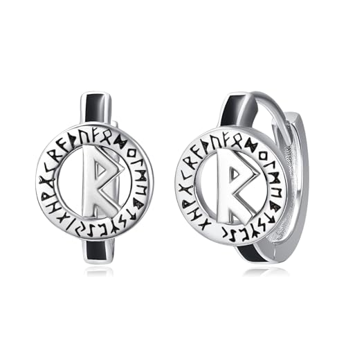 Pendientes de aro vikingos unisex de plata para looks urbanos diarios