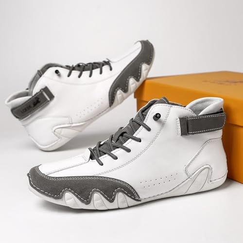 Unisex Vintage Style Soft Sole Outdoor High Top Flats Stitched Design Comfortable Walking and Hiking Shoes Lace Up Ankle Boots for Women4