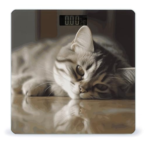 Báscula Digital de Baño Sleeping Cat con Medidor