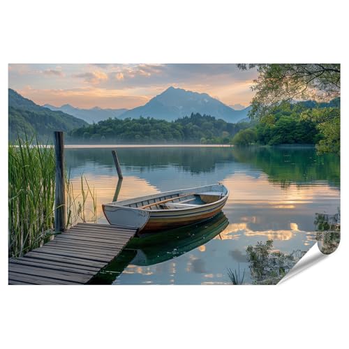 Poster matin calme lever de soleil sur lac pour créer un salon zen et une ambiance détente