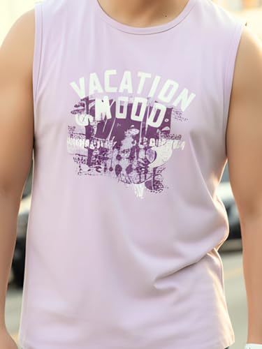 Image of Rigo Stylish Cotton Printed Vest for Men | Round Neck,Regular Fit, Sleeveless T-Shirt Vest for Men | Casual Innerwear Sando for Men & Boys - Perfect for Workouts Gym, Vacations, and Beaches