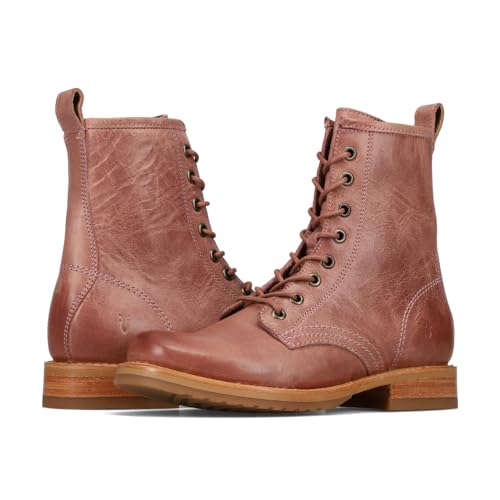 Image of Frye Veronica Women's Combat Boots Crafted from Hand-Burnished Vintage Italian Leather with Genuine Stitch-Down Welt Construction and Leather Lining - 6 inch Shaft Height