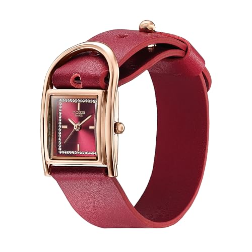 Image of Sonata Poze 6 Strokes and Stroll Quartz Red Round Dial Women's Watch | Leather Strap Material | Watches for Women Analog - SP80132WL01