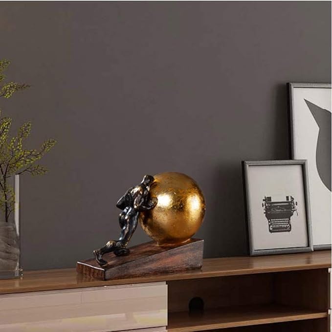 GenericSculpture Gymnastics Push Ball Sports Figure Statue Art Sculpture Hercules Figurine Resin Arts and Crafts Home Decoration, FAB22