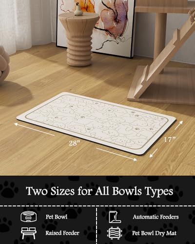Image of Pet Feeding Mat-Absorbent Dog Mat for Food and Water Bowl-No Stains Quick Dry Water Dispenser Mat-Dog Accessories Pet Supplies-Bowl for Messy Drinkers（FRAMEDOGS,17 inchx28 inch