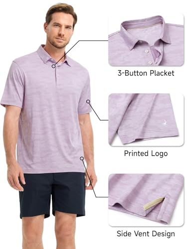 Rouen Polo Shirts for Men Moisture Wicking Quick Dry Lightweight Jacquard Performance Polo Shirts Casual Collared Golf Shirts4
