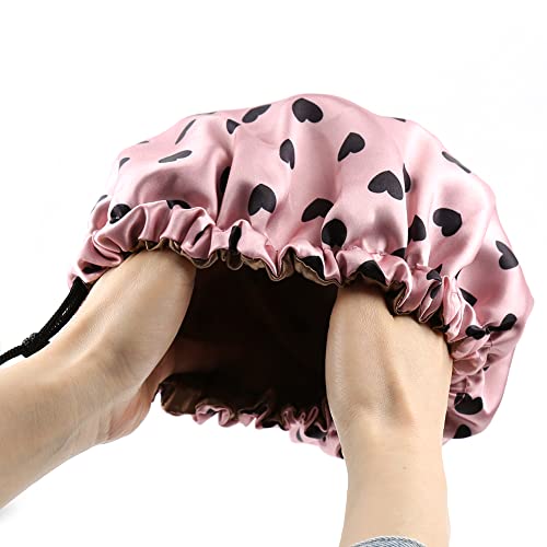 Image of Stain Bonnet Silk Sleep Cap Adjustable Satin Cap for Night Sleeping Hair Bonnet Reversible Double Layer